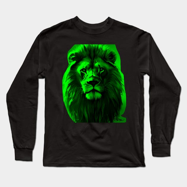 Green Lion Long Sleeve T-Shirt by Inverted World